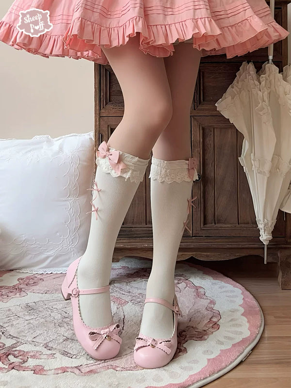 Sheep Puff Sweet Bean Lolita Shoes featuring cute sheep puff details and a charming design for stylish footwear.