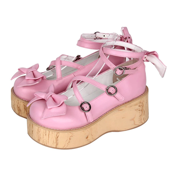 Angelic imprint - Sweet Lolita Platform Shoes - Wood-grain Outsole Shoes