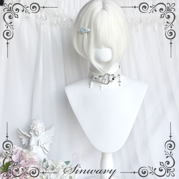 Sinwavy - White Gothic Lolita Wig - Roman Curls & Long Wavy Wig