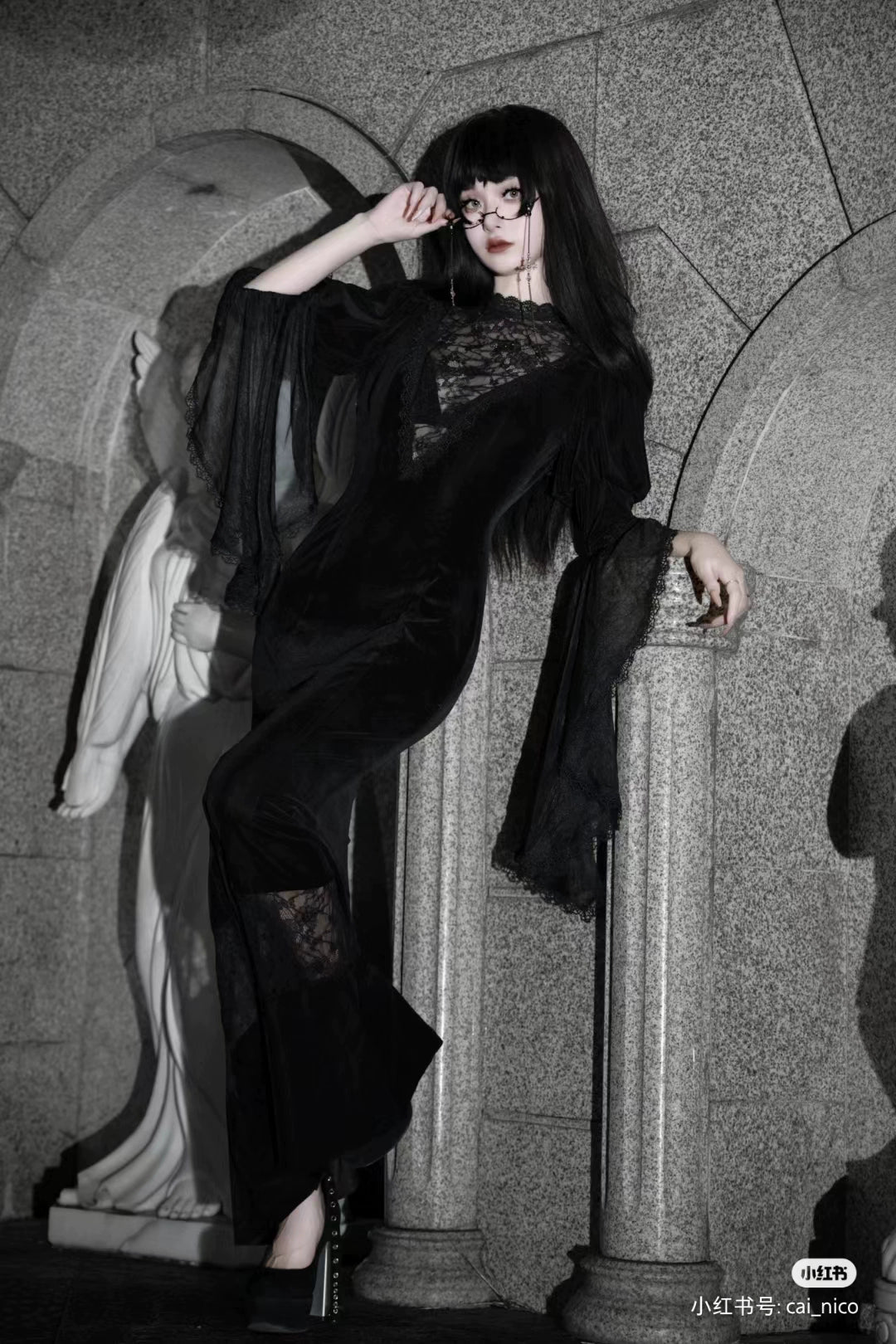 Shipping within three days Spot page Morticia Gothic Diablo Original Lolita fishtail skirt