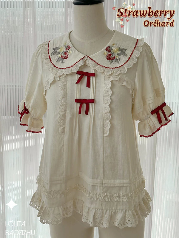BAOZIZHU Strawberry Orchard embroidered Lolita blouse - main view
