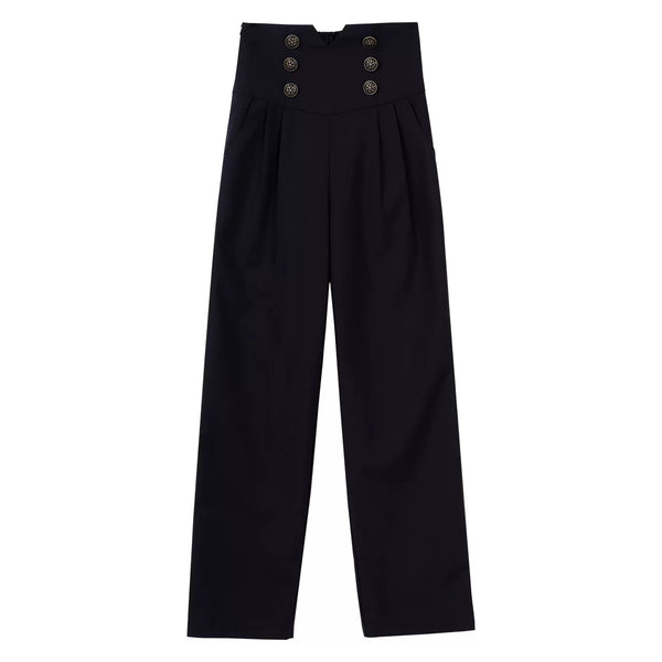 Black straight-leg pants and a white blouse from an Ouji outfit, shown as separate pieces.