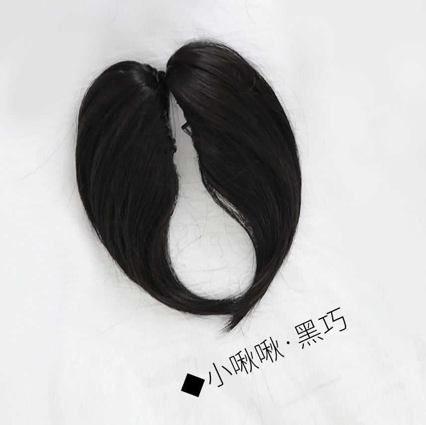 Spot MONKEEP Monkey Bajia Small Q Pie Double Ponytail Dough Tweet Tiger Clip Highlights Dyeing Top Bangs Hair Piece Wig