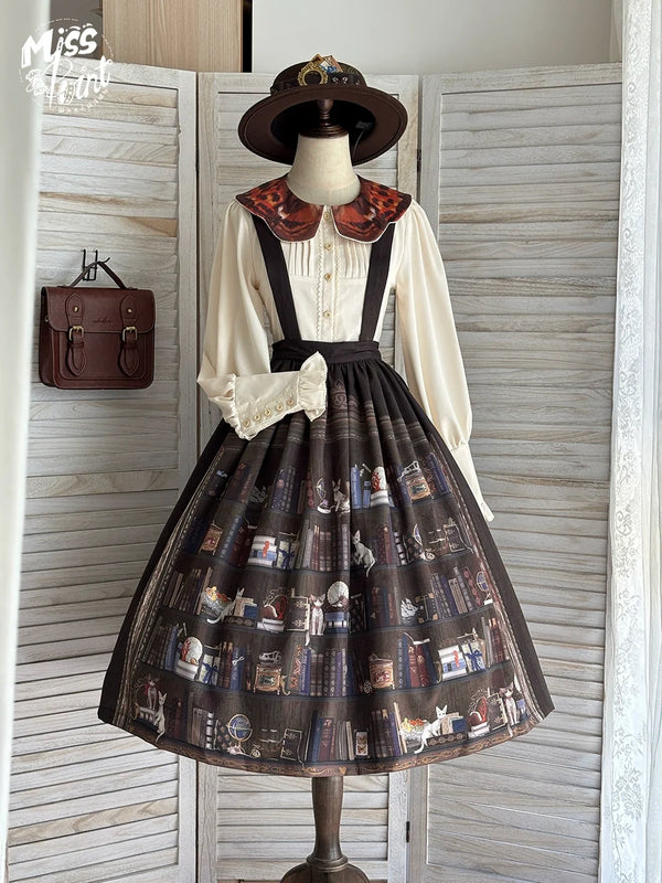 Miss Point - German Bookshelf - Classic Lolita SK, Detachable Suspenders