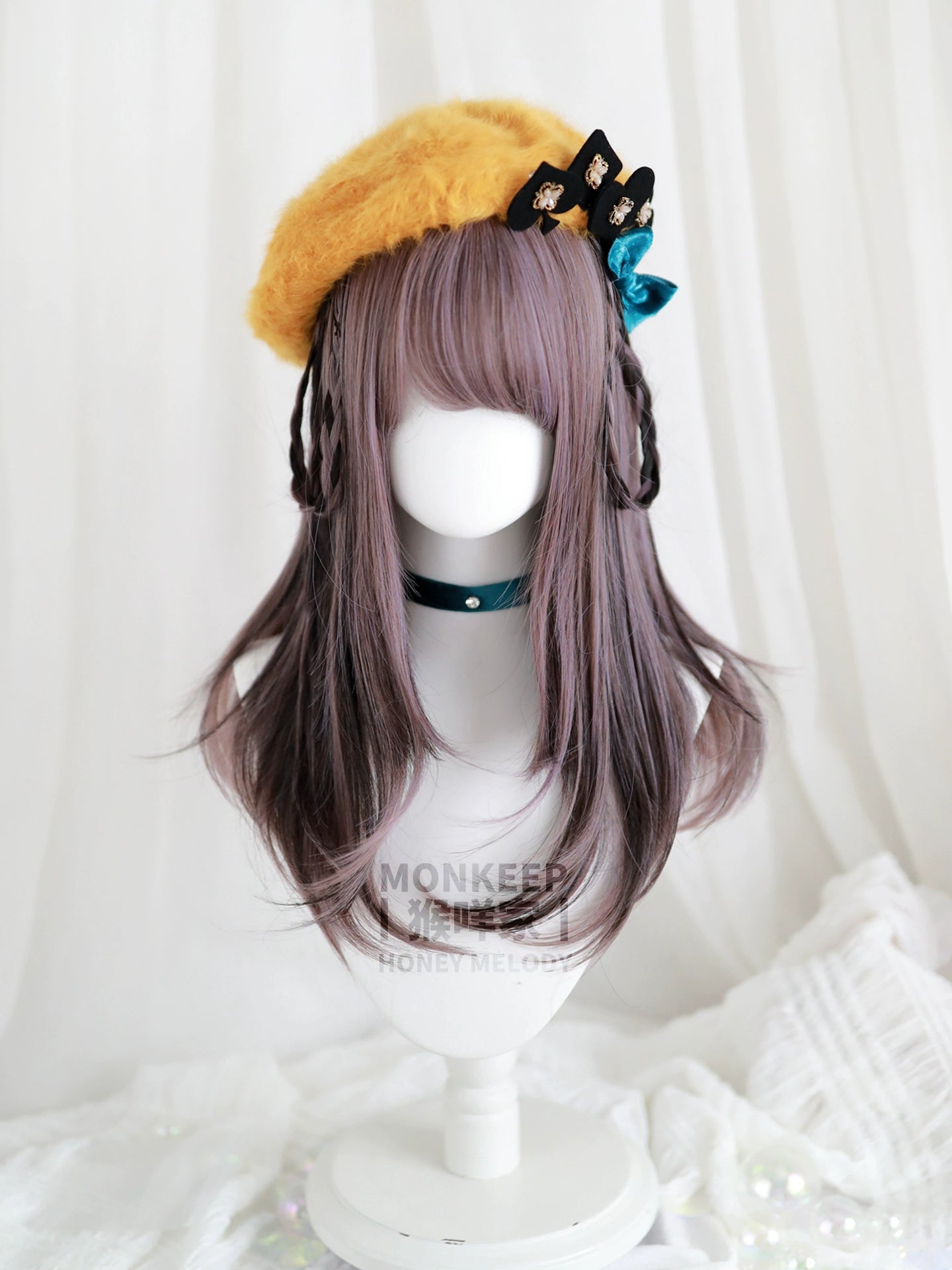 Spot MONKEEP Monkey Bajia, Sandwich Pie, Bangs Top Hair Piece Interlayer Highlighting Half Headgear Original Wig