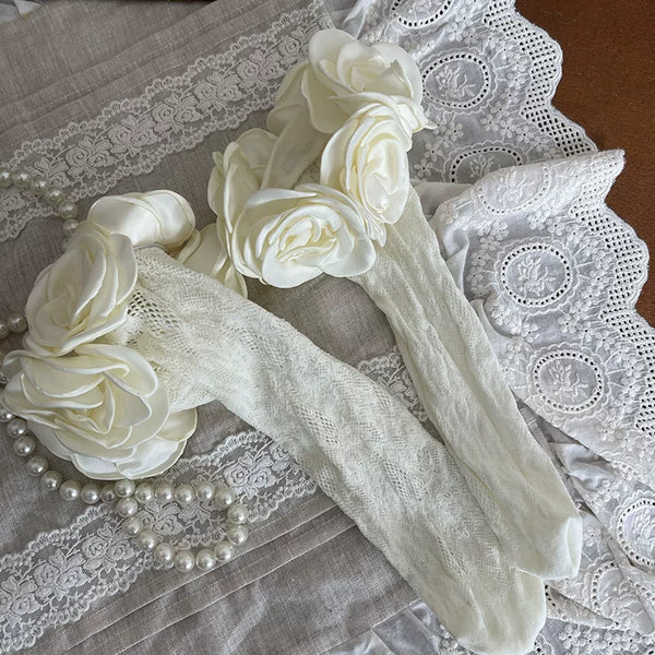 Camellia lace Lolita mid-calf socks