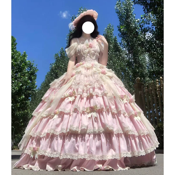 Emoji Dream - Balletcore Sweet Lolita Dress - Pink short-length