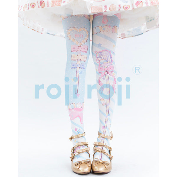 Roji Roji - Fairy Kei Sweet Lolita Print - Stockings Socks