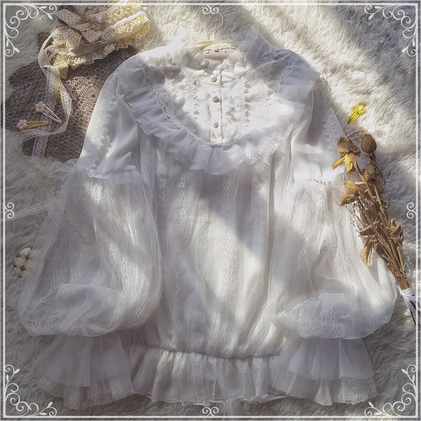 Sakurada Fawn - Alice's Cherry - Plus Size Lolita Shirt Chiffon Blouse