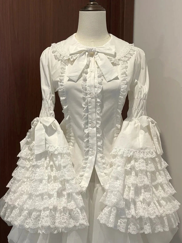 Yueele - Doll Lace Hime Sleeve - Plus-Size Lolita Outfit Set - front view