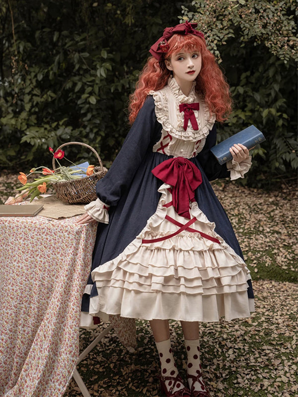 Yueele - Sweet Bow Spring - Plus-Size Sweet Lolita OP Dress - front view