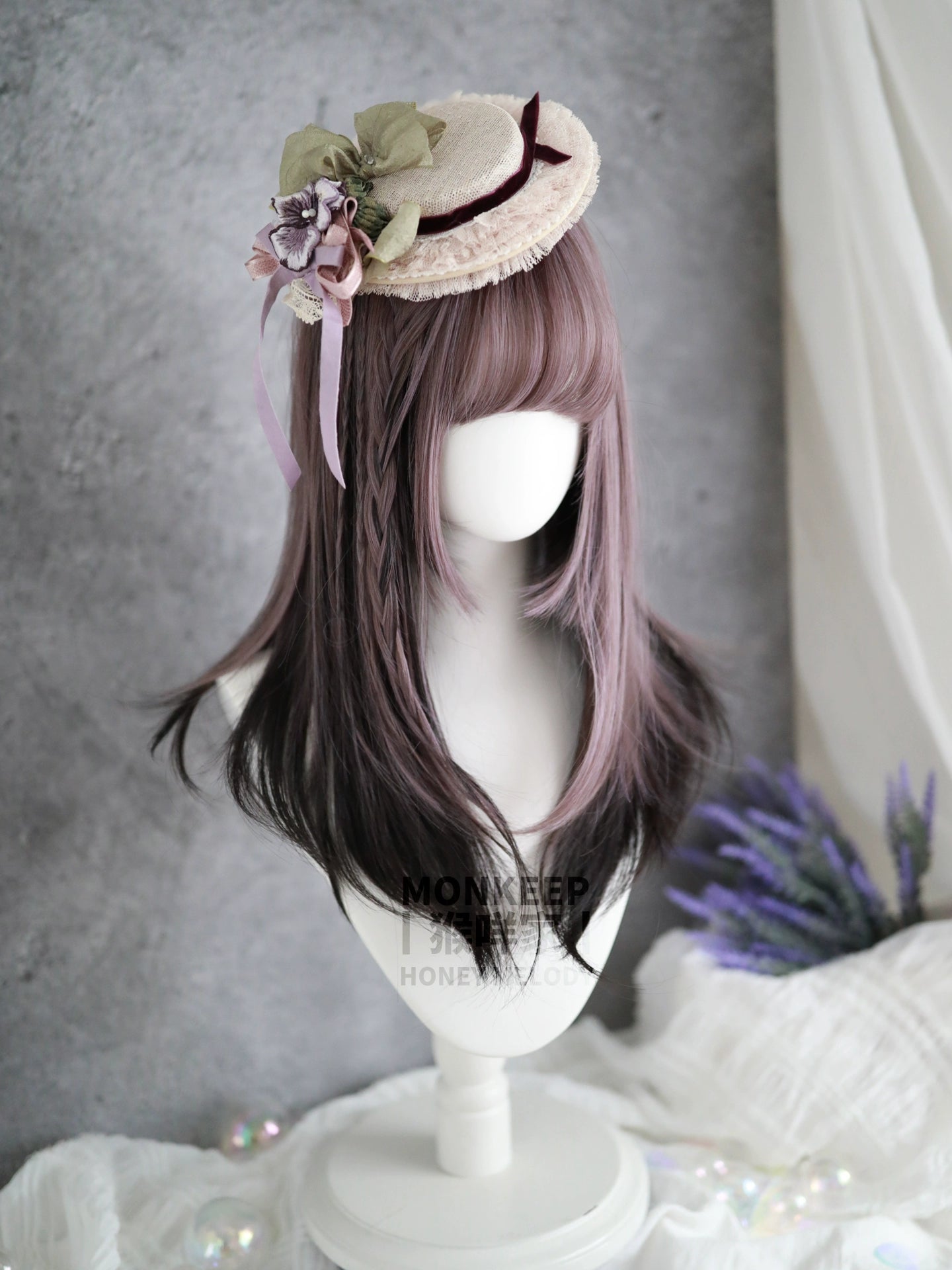 Spot MONKEEP Monkey Bajia, Liuxin Pie, bangs top hair piece natural straight broken hanging ear dye, original wig