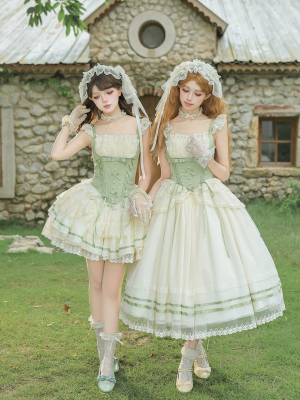 With PUJI - Unfailing - Classic Lolita Bow Jacquard Corset JSK Dress