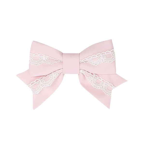 Old School Lolita bow hair accessories in pink and black