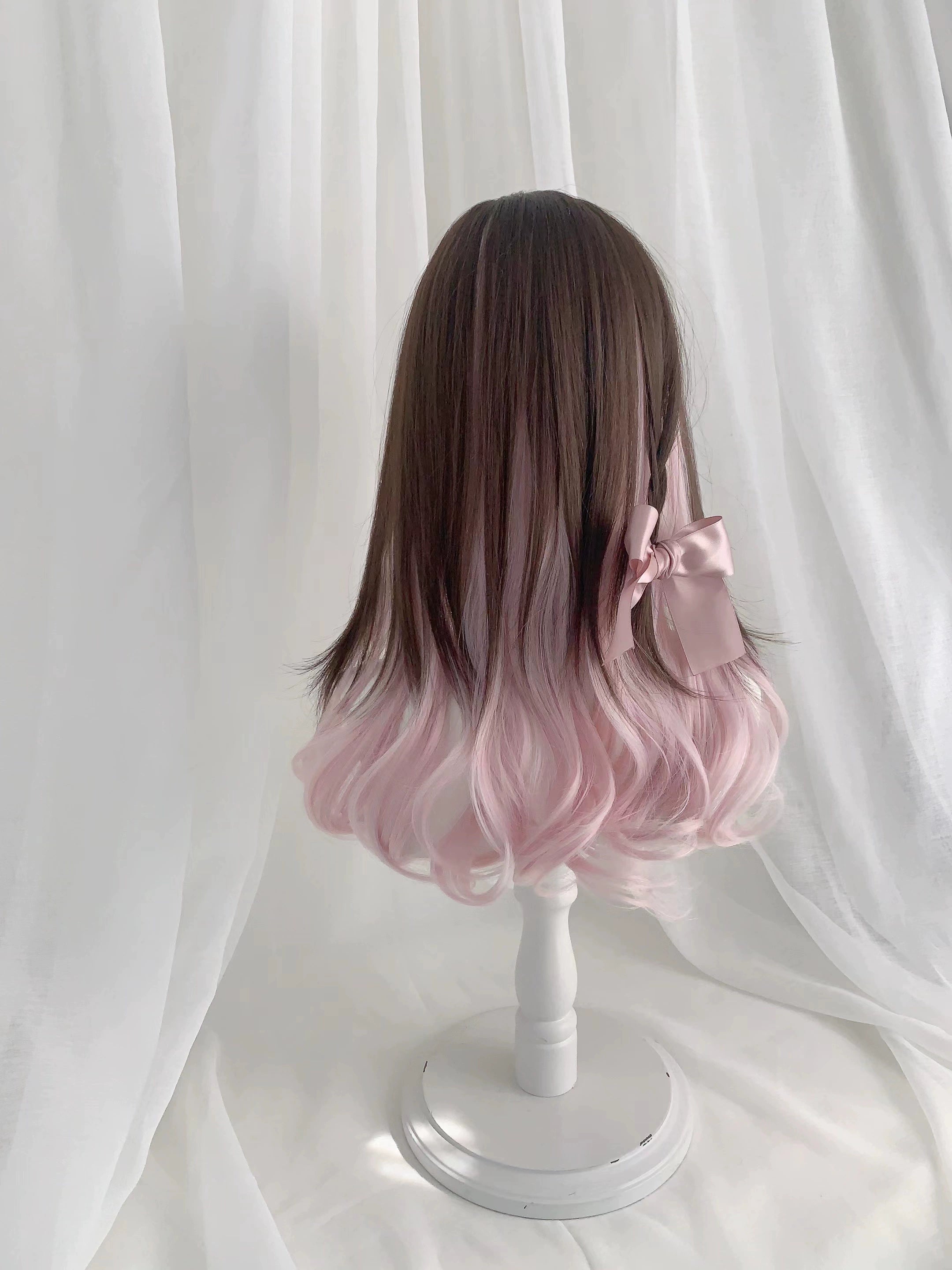 Spot MONKEEP Monkey Bajia, Flow Heart Twist Pie Bangs Top Hair Piece Air Tail Roll Hanging Ear Dyeing Original Wig