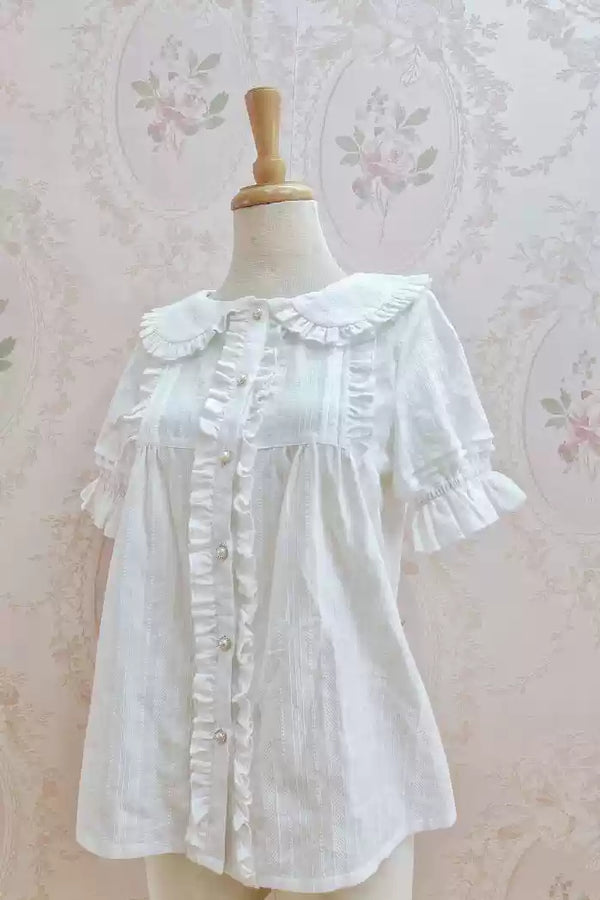 Yilia - Cotton Sweet Lolita Blouse - Peter Pan Collar Innerwear