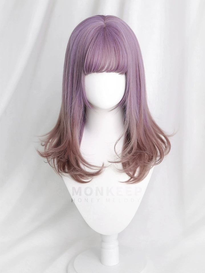 Spot MONKEEP Monkey Bajia, Flower Language Leaf 45CM Pear Blossom Air Curl Multi-layer Medium and Long Wig