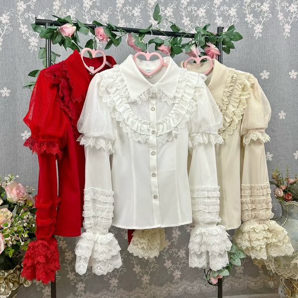 DMFS Lolita - Sweet Lolita Shirt Peter Pan Collar - Blouse Detachable Sleeves Innerwear