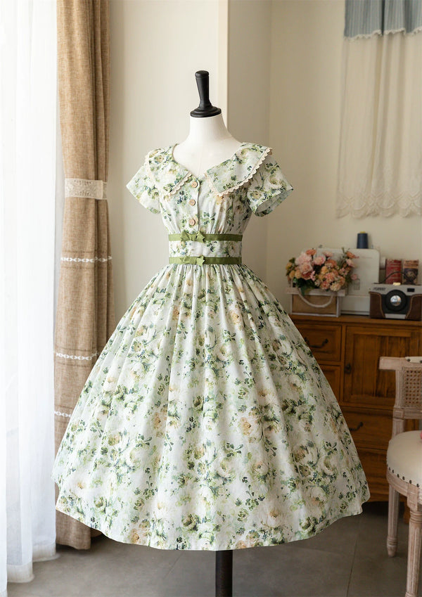Forest Wardrobe - Forest Holiday - Vintage Daily Lolita Floral Printed OP Dress