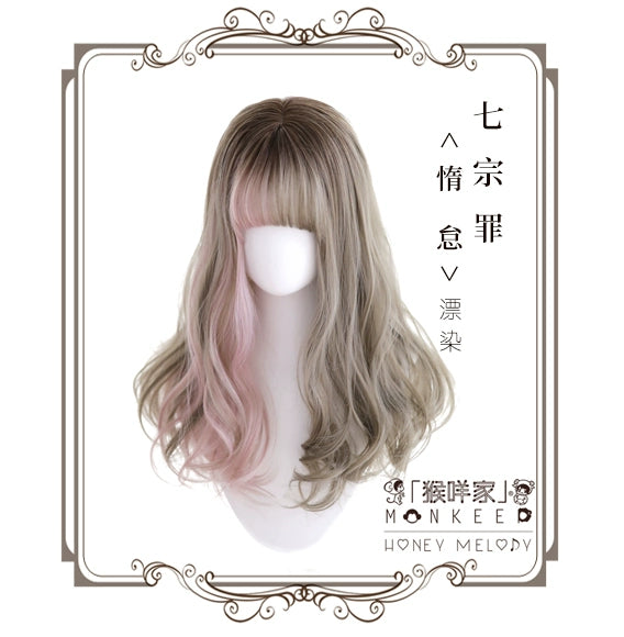 Spot MONKEEP Monkey Bajia, Seven Deadly Sins 55CM handmade large roll color matching bleaching gradual change original wig