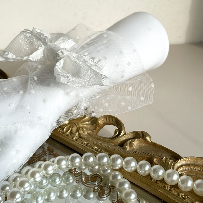 Black & White Two-tone Lace Polka Dot Gloves - Lolita Mesh Sleeves Cla Style Wedding Edition