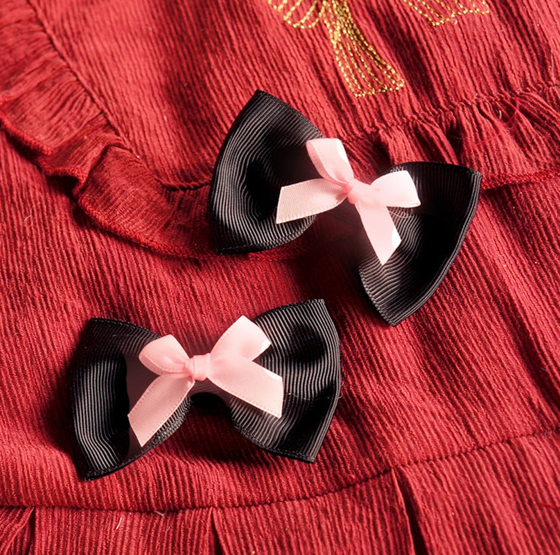 Lolita Headwear Black Pink Lolita Hair Accessories Black Sweet French Flat Hat Sweetheart House Kitty Handmade Small Items