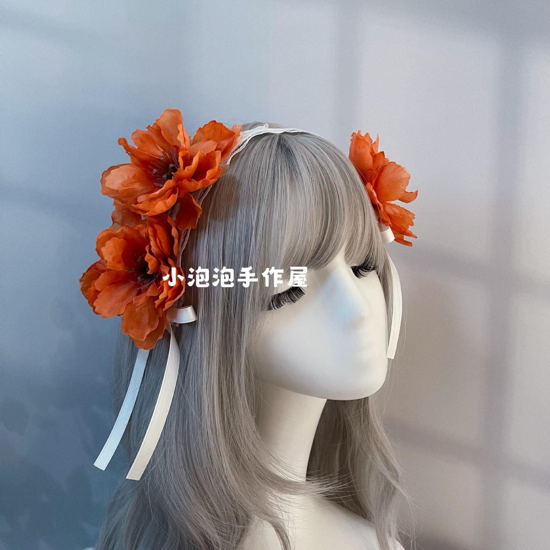 Soft Girl Lolita Lace Headband Bow KC Flower Hair Accessory Lo Girl Cosplay Versatile Sweet Hair Ornament