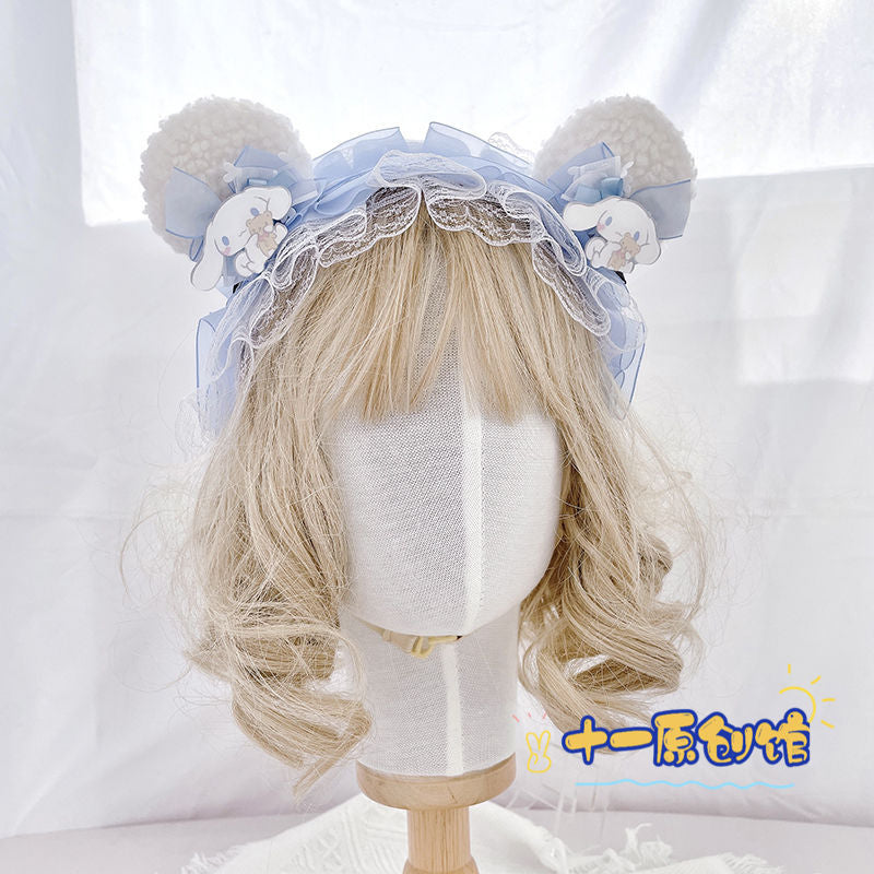Lolita Hair Accessories Blue Original Cute Bow Bear Ear Kc Headband 2022 New Japanese Lolita Hair Accessories