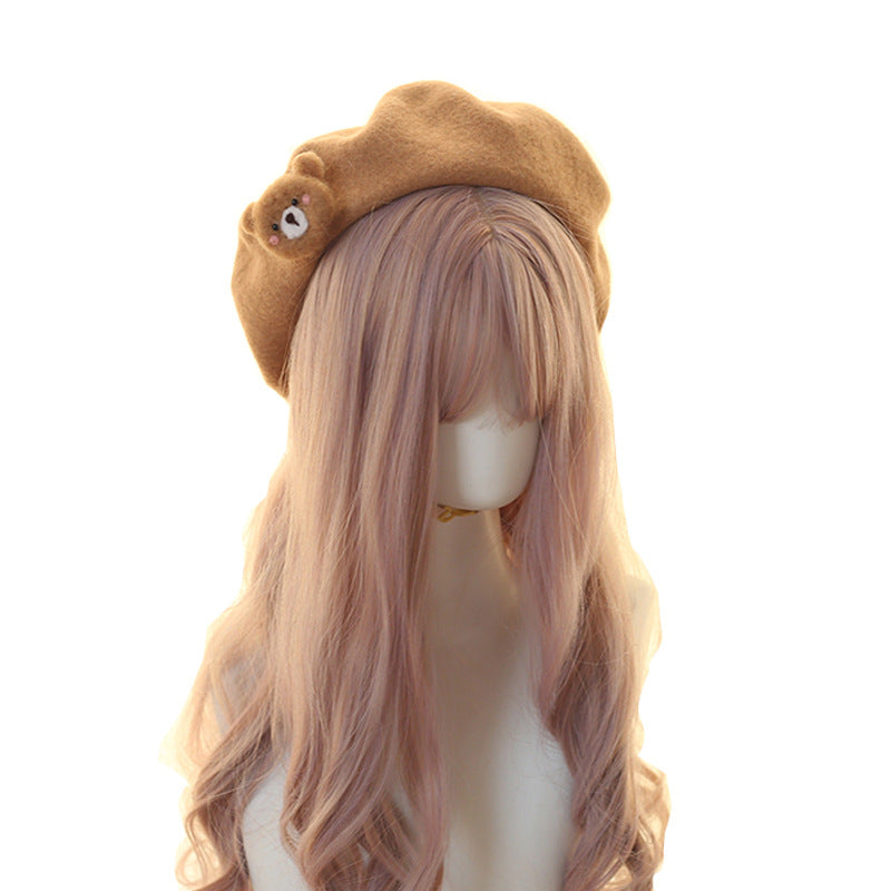 Lolita Bear Beret Handmade Wool Felt Mushroom Beret Super Cute Hat Artist Hat