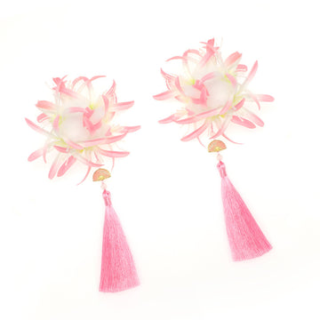 Ancient Style Tassel Begonia Flower Hair Accessory Manzhushahua Artificial Flower Step Shake Chinese Bride Hanfu Hairpin Side Clip Accessories