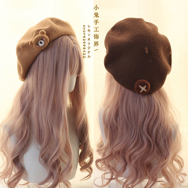 Lolita Bear Beret Handmade Wool Felt Mushroom Beret Super Cute Hat Art