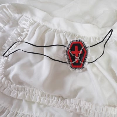 Gothic Girl Cross Single Eye Mask Lolita Dark Halloween Accessories Yandere Mid-2000s Harajuku Style