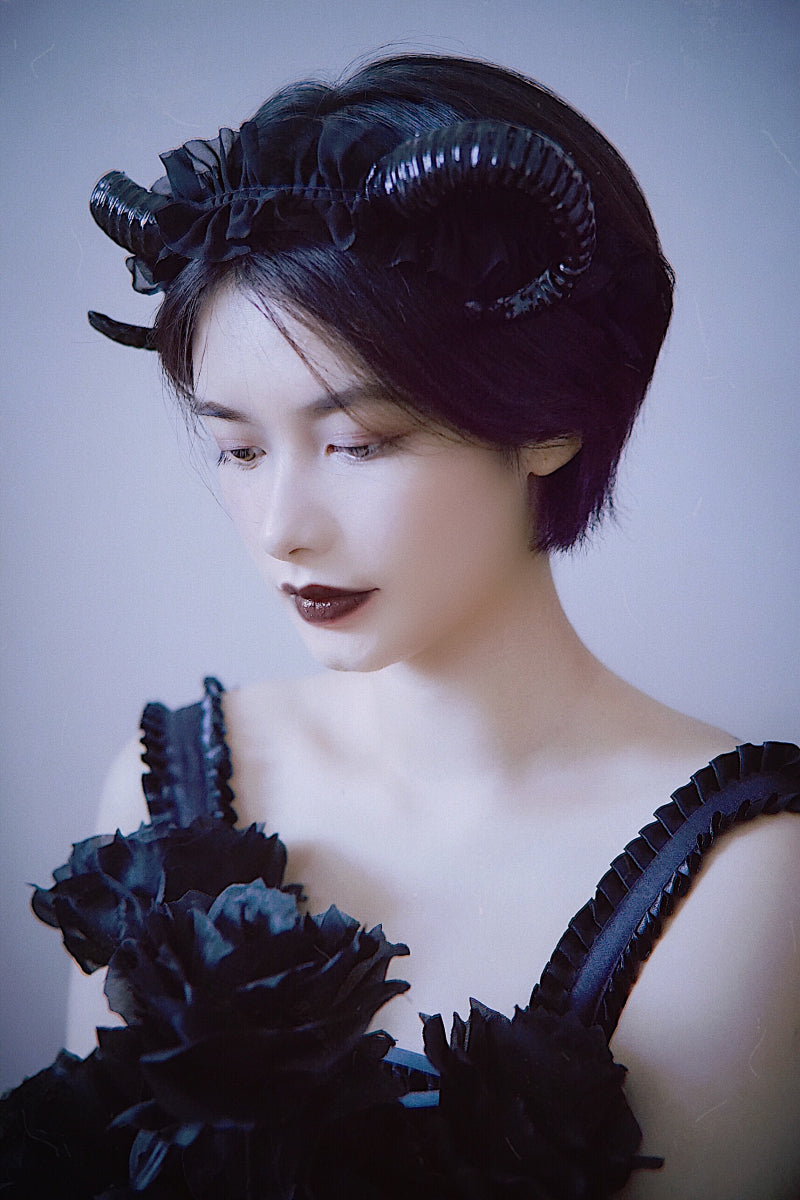Original Handmade Lolita Girl Demon Horn Headband Dark Gothic Photography Prop Headband