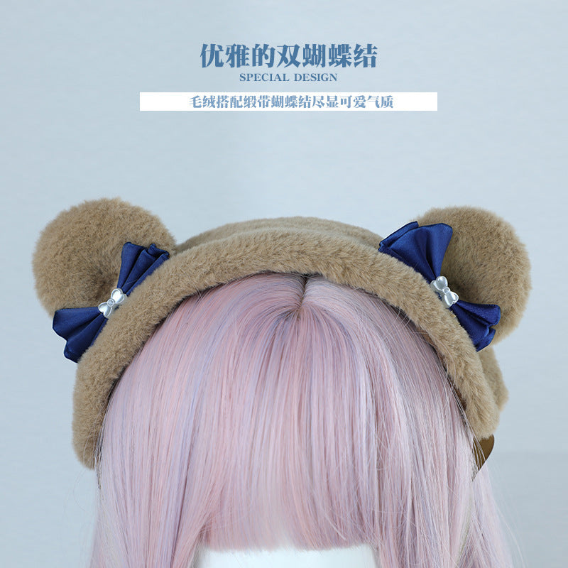 Cute Bear Ear Lolita Hairband:  Handmade Bow Accessory