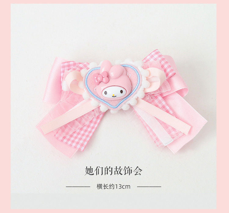 LOLITA Hair Accessories Sweet Bow Hair Clip Cinnamoroll Kuromi Pink Blue Soft Girl Lolita Hair Ornament