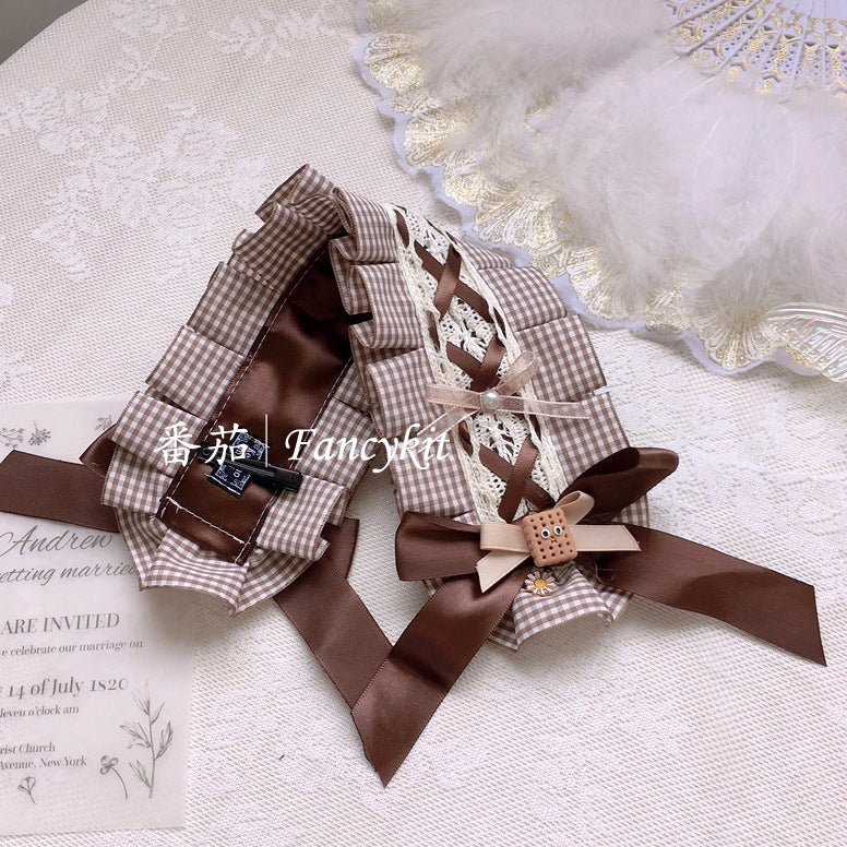 Lolita Lace Plaid Bow Headband Girl Classic Lolita Alice Cute BNT Hair Accessories