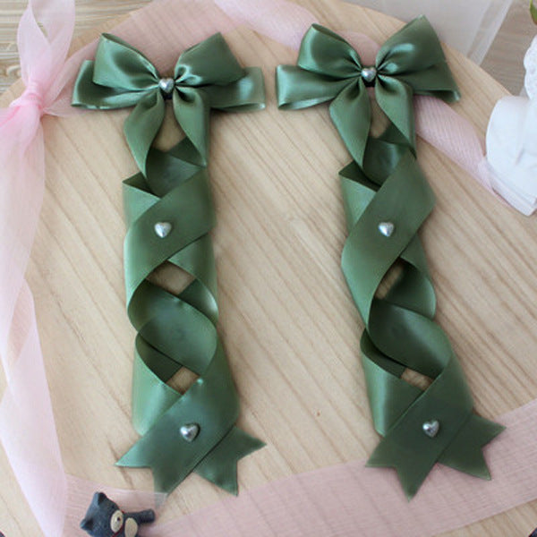 Handmade Doll-Like Lolita Hair Clips Double Ponytail Cross Tie Bow Side Clips JK Uniform Girl Hair Accessories