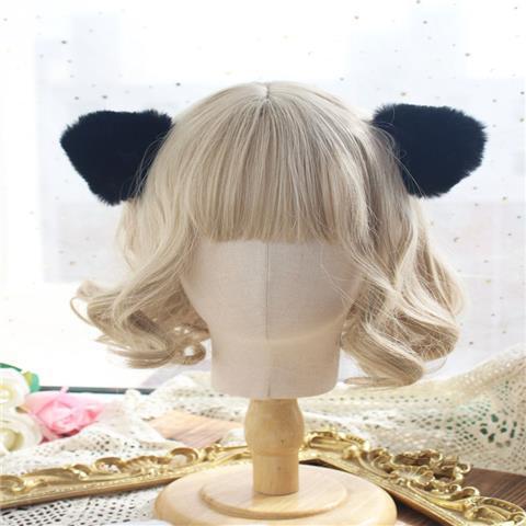 Fluffy Lolita Daily Hair Accessories Cat Ear Headwear Cute Plush Sweet Hair Clips for Women Lolita Side Clips