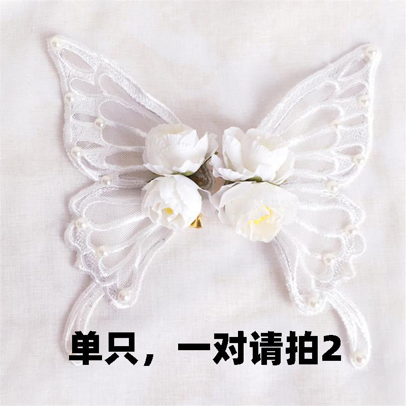 Original Handmade Lolita Lace Imitation Large Butterfly Hair Clip Pair Clip Hair Accessories Catwalk Ancient Style Hanfu Back Press