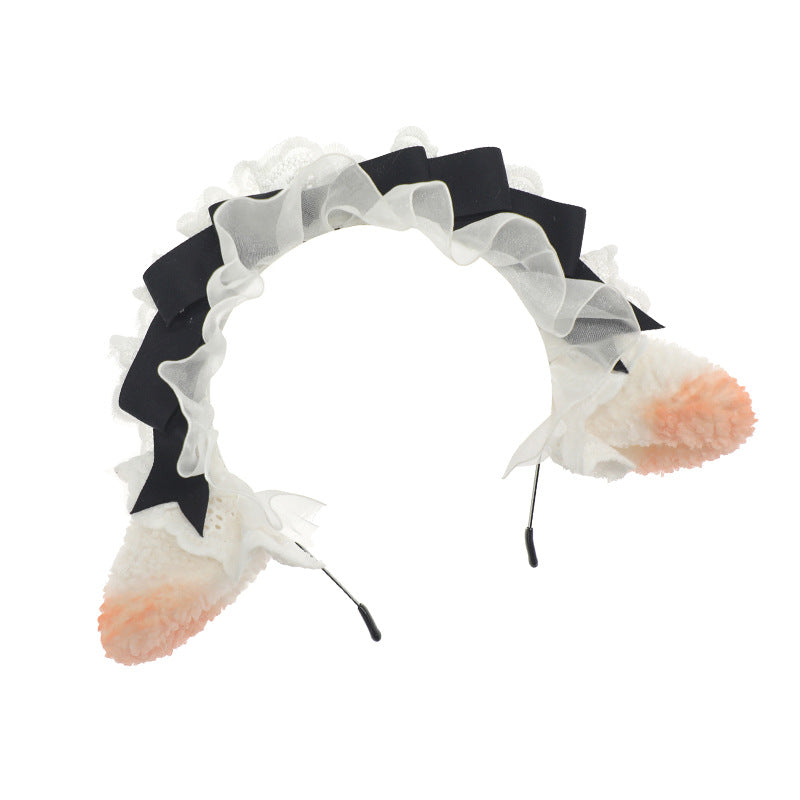 Lolita KC Little Sheep Ear Headband Comic Exhibition Party Maid Style Costume Props Maid Cosplay Sheep Ear Hair Accessories