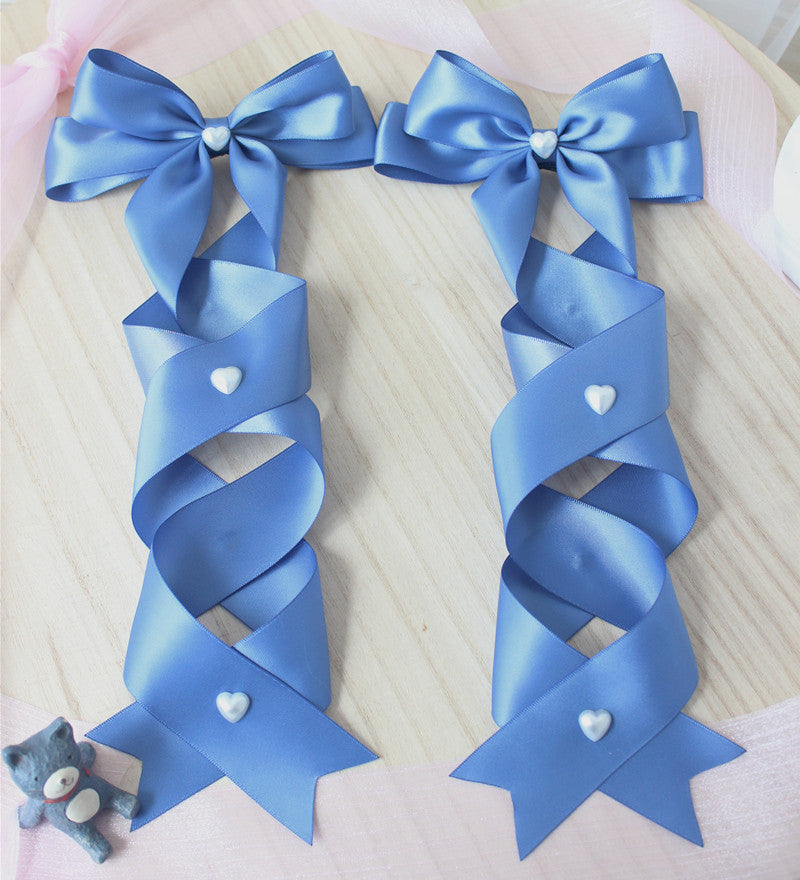 Handmade Doll-Like Lolita Hair Clips Double Ponytail Cross Tie Bow Side Clips JK Uniform Girl Hair Accessories