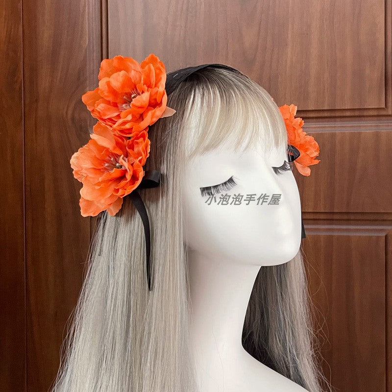 Soft Girl Lolita Lace Headband Bow KC Flower Hair Accessory Lo Girl Cosplay Versatile Sweet Hair Ornament