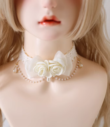 Xiaogui - Elegant Lolita Lace Camellia - Necklace Neckwear