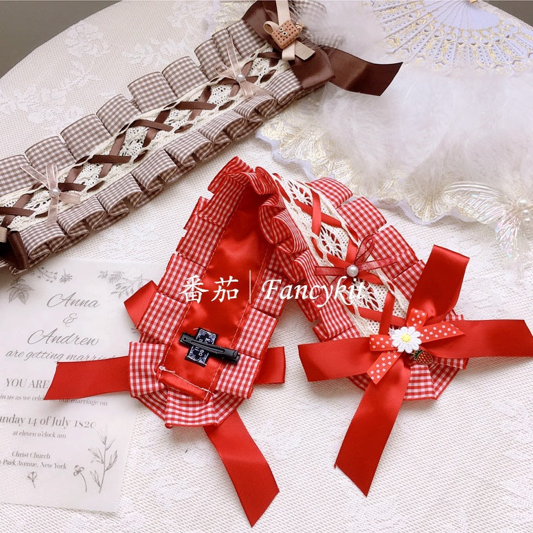 Lolita Lace Plaid Bow Headband Girl Classic Lolita Alice Cute BNT Hair Accessories