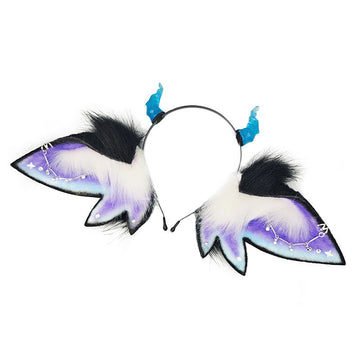 Demon Elf Butterfly Fantasy Headband - Halloween Plush Exaggerated Animal Ear