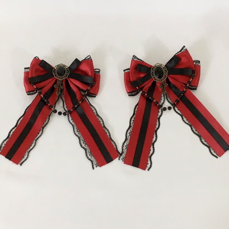 Castle Night Original Dark Wine Red Lolita Small Bow Hair Clip Lolita Hair Accessory Gothic Style KC