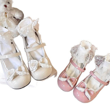 Cute Mary Jane Flat Shoes |  JK Round-Toe Bow Lolita  Flats