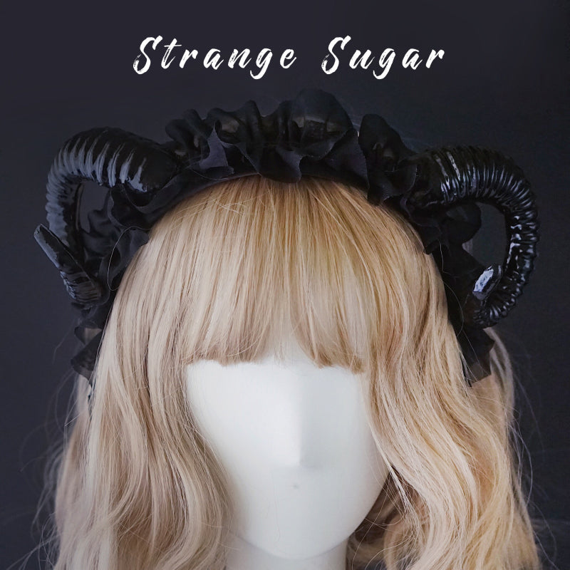 Original Handmade Lolita Girl Demon Horn Headband Dark Gothic Photography Prop Headband