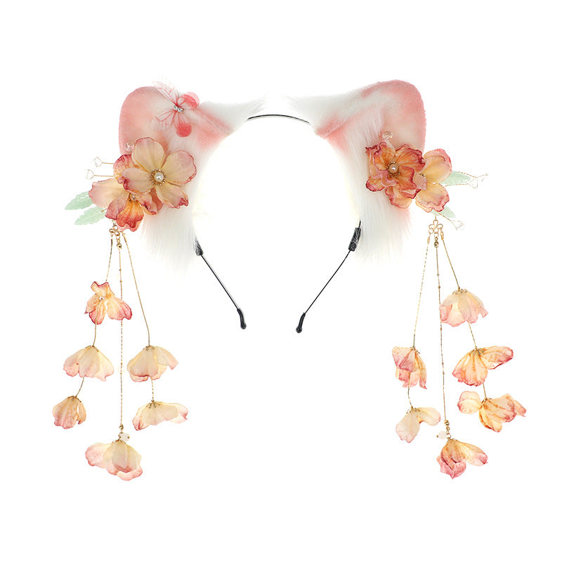 Chinese Style Tassel Cat Ear Headband Lolita Hanfu Beast Ear Cosplay Accessories Ancient Style Cat Ears Cat Tail Set