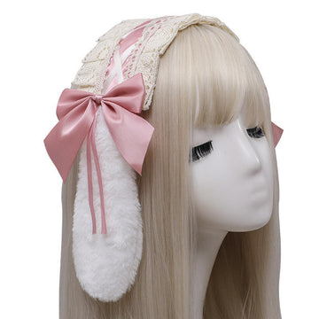 Handmade Classical Bow Lace Bunny Ears - Lolita Hair Clips/Bands Wedding Accessories